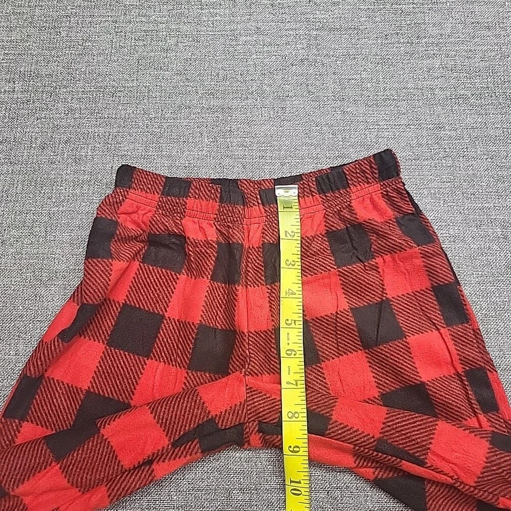 Kids Boys Girls Buffalo Check Fleece Pull On Pajama Pants X-Small Size 4/5 Red